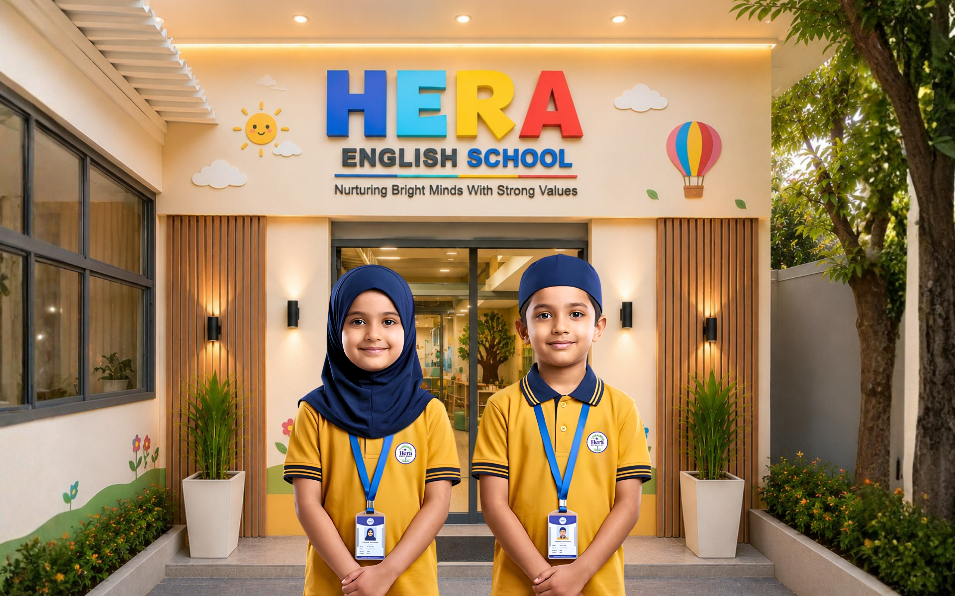 Hera English School students in uniform